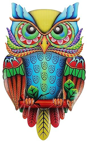 Bunte Metall-Eule Wanddekoration - 3D Eulen Skulptur Für Wohnzimmer Und Garten Handgefertigte Eisen Wandkunst