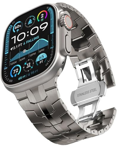 CHANCHY Ersatzarmband für Apple Watch Ultra 2 armband,leichtes Titan-Metallarmband für iWatch Ultra/Series 10 9 8 7 6 5 4 3 2 1 Herren (Titan,49mm 46mm 45mm 44mm)