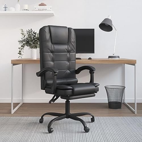 CIADAZ Bürostuhl mit Massagefunktion, Massagestuhl, Massagesessel, Schreibtischstuhl, Office Chair, Computerstuhl, Büro Stuhl, Möbel Für Arbeitszimmer, Bürosessel, Schwarz Kunstleder