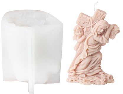 Xidmold Silikonform Gießform Jesus Kreuz, Jesus Kerzenform Silikon, Jesus und Engel Silikonform für Fondant, Epoxidharz, Sojawachs Kerzen, Seife, Gips, Beton, Handwerk (F)