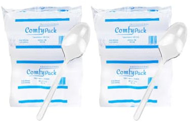100 Stk. Plastiklöffel LUX, Mehrweg Löffel, Plastikbesteck, Mehrwegbesteck - Transparent 100 Stück