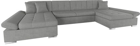 Mirjan24 Ecksofa Alia mit Regulierbare Armlehnen, 2 Bettkasten und Schlaffunktion, U-Form Eckcouch vom Hersteller, Sofa Couch Wohnlandschaft (Rico 12)