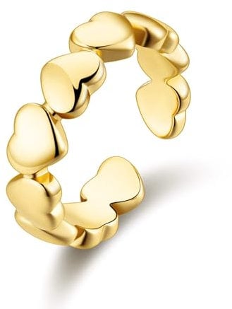 Philip Jones Gold Plated Adjustable Heart Band Ring