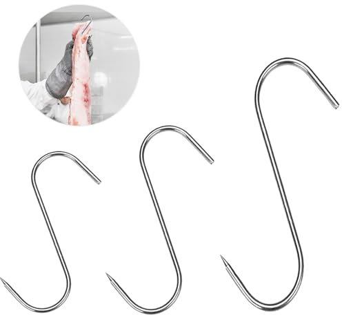 Ganchos en forma de S Hooks，Ganchos en Forma de S Acero Inox Ganchos,Ganchos Para Colgar - Conjunto de 45 Unidades de Acero Inoxidable de Con Diseño Ergonómico para Colgar Carne, Productos Curados