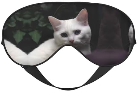 Weiße Katze, doppelseitige weiche Verdunkelungs-Augenmaske, Schlafmaske, Nachtschlaf-Augenmaske