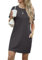 GRECERELLE Womens Summer Mini Dress Cap Sleeve Crew Neck T Shirt Short Casual Beach A Line Dresses with Pockets (Dark Grey, L)