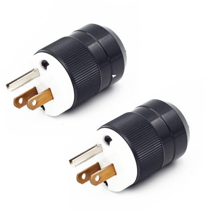 Lot de 2 prises américaines 125 V 3 pôles, 125 V 15 A, fiches électriques mâles à 3 broches, prise mâle industrielle de haute qualité, certifié UL NEMA 5-15P (15 A125 V)