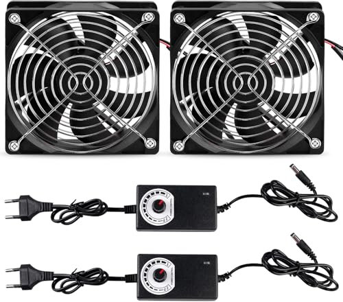 2 Pièces 120mm Ventilateur pour Boîtier PC, Ventilateur PC avec Contrôle de Vitesse, Ultra Silencieux, Double Roulement à Billes, AC 220V 2750 tr/min, Ventilateurs de Boîtier pour PC, Laptop, Routeurs