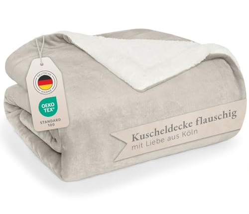 Blumtal Coperta Matrimoniale Sherpa - Coperta Pile - Plaid Divano Super Morbida - Coperta Plaid Matrimoniale Sherpa di Alta Qualità Certificata OKEO-Tex - 220 x 240 cm - Almond Milk