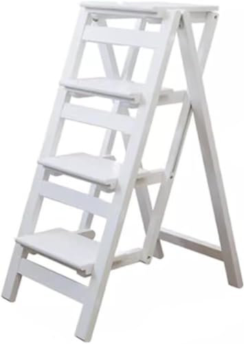 Chaise escabeau Pliante en Bois - Tabouret en Bambou Polyvalent pour Le Rangement et la décoration - Étagère de bibliothèque idéale pour Les Plantes - Design Peu encombrant et Pliable