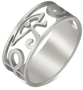 EUEAVAN Ankh Kreuz Ring Schlüssel des Lebens Auge des Horus Altägyptisches Symbol Schutz Amulett Schmuck Religion Geschenk für Frauen Männer (silber, 11)