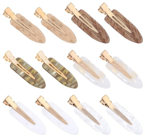 simarro 12 pinzas para el pelo sin costuras para mujer, pinzas planas de moda, coloridas, sin crease, pinzas para el pelo, resina acrílica, sin curvas, para peinar el cabello