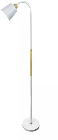 DUAS Adjustable Metal Floor Lamp Black or White – 150cm Tall Reading Standing Light with 720° Rotating Head, E27 Bulb Compatible, UK Plug, 1.5m Cable for Bedroom, Living Room, Office (White)