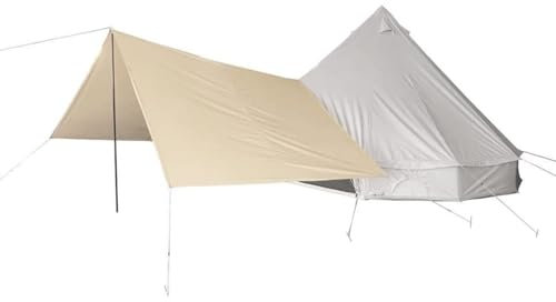 Outdoor Bell Tent Awning Canopy Sunshade Tarp for Camping Hiking Beach Travel & Party - Beige Rectangle Tent Accessory 3M/4M/5M/6M - UV Protection & Easy Setup