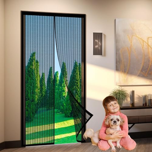 Zanzariera Magnetica per Porte 72 x 210 cm Anti Zanzare Insetti Tenda Totalmente Magnetiche per Porte Finestre Scorrevole Balcone, Nero