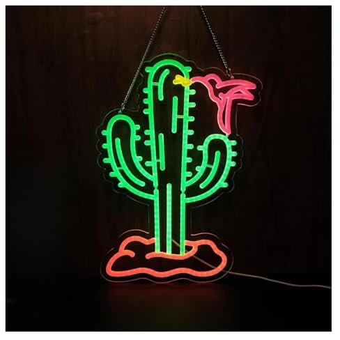 Decoración de fiesta con letrero de neón Letrero De Neón De Cactus Con Luz LED Regulable Alimentado Por USB Para Pared Hogar Habitación Dormitorio Fiesta De Cumpleaños Bar Decoración 30cmx39.2cm
