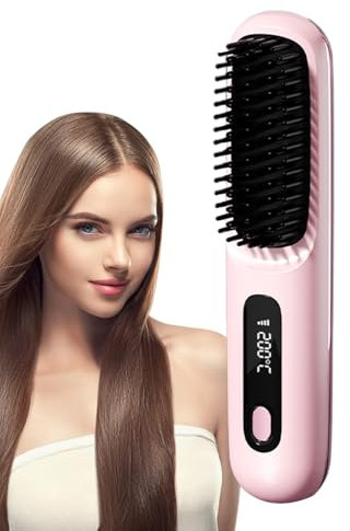 Beheizte Haarbürste - Volumenspendender Haartrockner-Styler,3 Modi Einstellbarer Kabelloser Touchdisplay Styler Für Reise Haus Outdoor Styling Entwirren Teens Volumen