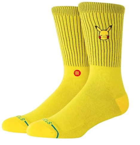 Stance Pikachu Crew Socks Pokemon Yellow Cushioned Calf Socks