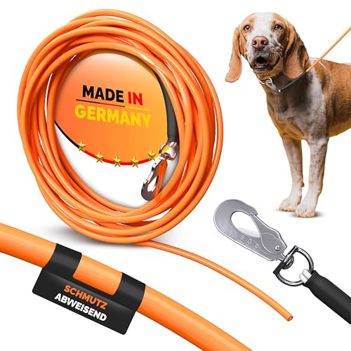 Themahund Schleppleine 3 m für Hunde, gummiert & reißfest | 360°-Karabiner, bis 240 kg Zugkraft, schmal & leicht, wasserfest – für Rückruf- & Hundetraining