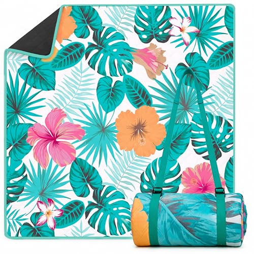 Twinzee Picknickdecke 200x200 cm Wasserdicht Stranddecke Floral | Waschbare Outdoor-Decke · Gepolstert und weich · Kompakt faltbar · Leicht zu transportieren · Ideal für Strand & Camping