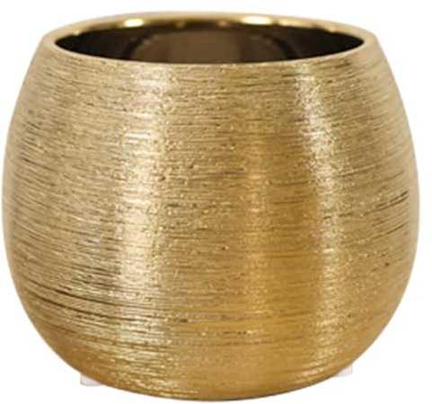 SMELEYOU Macetas de cerámica para Plantas, Maceta Dorada con Fondo Antideslizante, Elegante decoración del hogar para Interiores y Exteriores