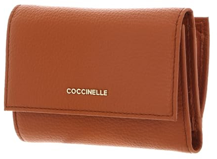 Coccinelle Leder Geldbörse Metallic Soft Wallet Grainy Leather Crab Hellbraun