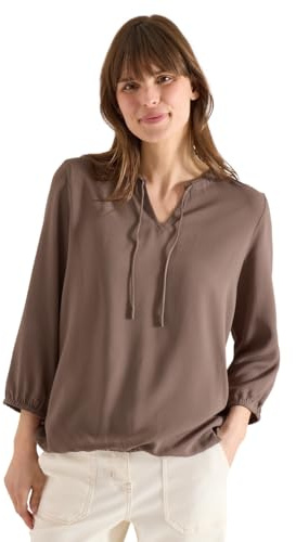 Cecil Damen 3/4-Arm Bluse mit Split Neck und Bändern