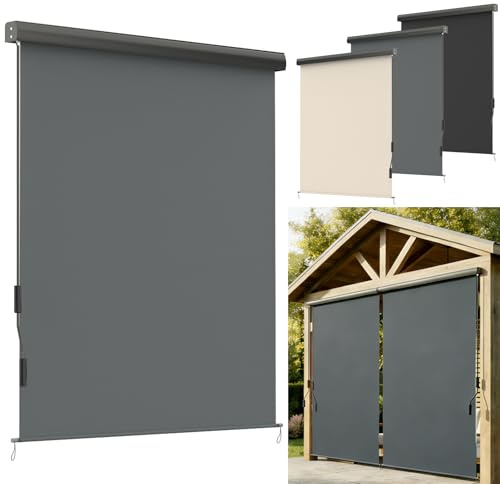 WoRaum Auvent Vertical Extensible 160x250cm – Auvent à Manivelle avec Cassette, Brise-Vue pour Balcon, Protection UV Résistante, Coupe-Vent, Store Extérieur pour Balcon Terrasse Patio,Gris