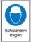 Betriebsausstattung24® Gebots-Kombischild Schutzhelm tragen Gröߟe 13,10 cm x 18,50 cm Aluminium geprägt