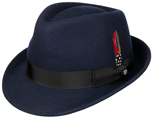 Stetson Elkader Trilby Hut Wollfilz Asahi Guard Damen Herren Sommer Winter blau L (58-59 cm)