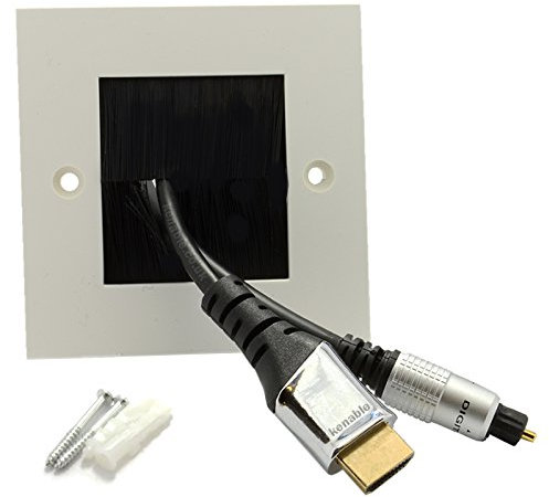 Negro Cepillo Placa Frontal Para Cable Exit/Wall Salida UK Solo Grupo Blanco [White Single]