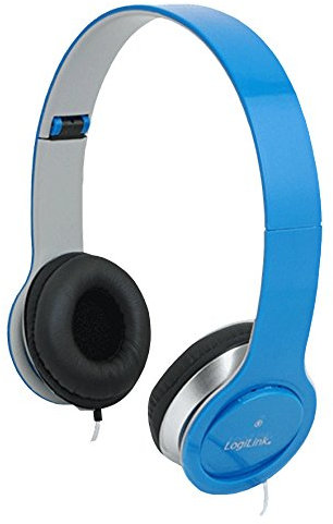 LogiLink HS0031 Stereo Headset mit Mikrofon und verstellbaren + klappbaren Bügeln, Blau One Size