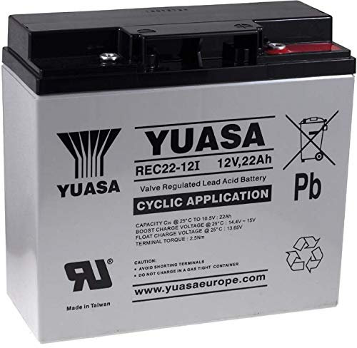 batteria di ricambio YUASA per illuminazione di emergenza, impianti di allarme 12V 22Ah resistente ai cicli