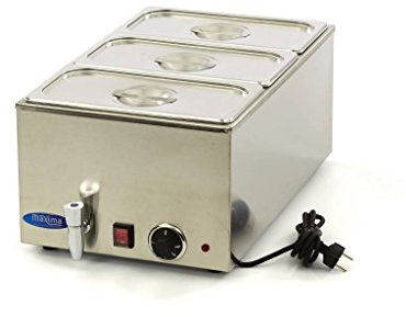 Bagnomaria con Rubinetto incl. Set 3X 1/3 GN Elettrico - Acciaio Inox - Professionale - con Contenitori Gastronorm - Mantiene Caldi Gli Alimenti