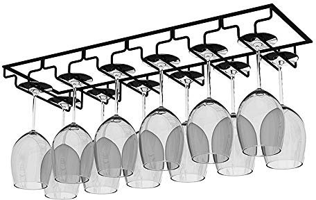 AcornFort W-604 6 Slots 12 Cups Metal Black Under Cabinet Hanging Wine Champagne Glass Goblets Stemware Rack Holder