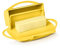 Butterie Butterdose mit Klappdeckel & passendem Messer, für 2 Stäbchen/europäische Butter, No-Mess Butterhalter, bruchsicher, spülmaschinenfest, Gelb