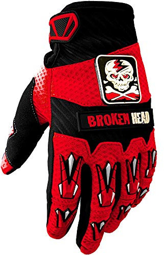 Broken Head MX-Handschuhe Faustschlag - Motorrad-Handschuhe Für Motocross, Enduro, Mountainbike - Rot - Größe L