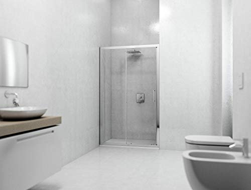Generico Box doccia porta scorrevole nicchia profilo cromato altezza 195 cristallo 6mm anticalcare (100 cm)