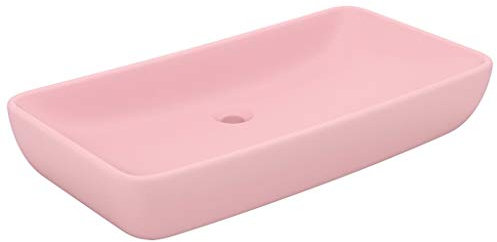 vidaXL Lavabo de Luxe Rectangulaire Vasque à Poser de Toilette Lave-mains de Salle de Bain Salle Cosmétique Maison Rose Mat 71x38 cm Céramique