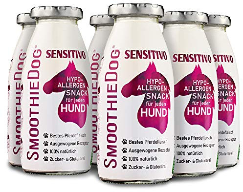 SmoothieDog Hundesmoothie 6er Sensitivo (Pferd) - Hypoallergener Snack & Leckerli für Sensible Hunde - Zucker- & glutenfrei - je 250ml