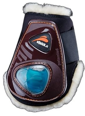 EQUICK Streichkappe eShock mit Lammfell und Klettverschluss Größe S, Farbe Braun
