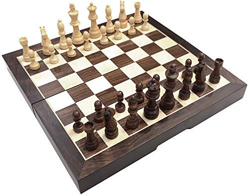 LJJ Calidad Ajedrez de MaderaTablero de Ajedrez, Plegable y Portátil Tablero Ajedrez Magnético 33CM
