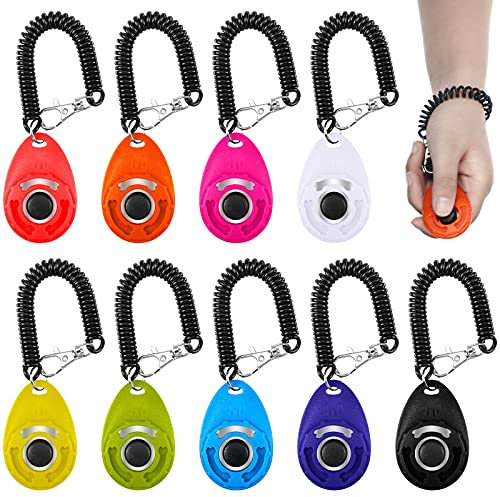 Frienda 9 Stück Hundetrainings-Clicker mit Handgelenkschlaufe, Haustier-Training, Clicker, für Verhaltenstraining, Hunde, Katzen, Vögel, Pferde (mehrfarbig, Wassertropfen-Stil)