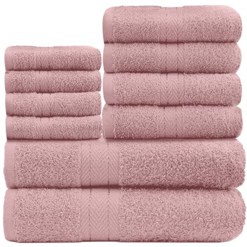 GC GAVENO CAVAILIA Asciugamani morbidi, set da 10 asciugamani da bagno di alta qualità, asciugamani assorbenti d'acqua di alta qualità, 4 per il viso, 4 mani e 2 asciugamani da bagno, set di