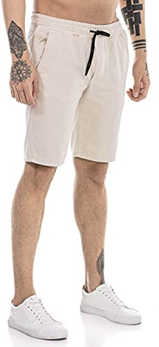 RED BRIDGE Short pour Homme Jogger Sweat-Pants Pantalon Court Bermuda Beige L