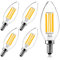 LangPlus+ E14 LED Kerze Lampe, Dimmbare Glühbirne, 6W, 60W Äquivalent, E14 Sockel, Warmweiß 2700K, C35 Filament Fadenlampe für Kronleuchter, Deckenventilator, 5 Stück