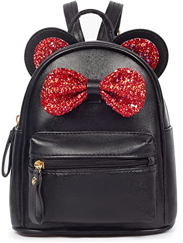 VOLGANIK ROCK Backpack for Girls Cute Mouse Ear Bowknot Mini Backpack for Girl Small Backpacks for Women Toddler Backpack Cute Accessories for Girls Small Travel Bag School Bag