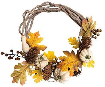 HEITMANN DECO Couronne avec Citrouille et érable, 1090562, Beige, env. 30 x 9 x 30 cm