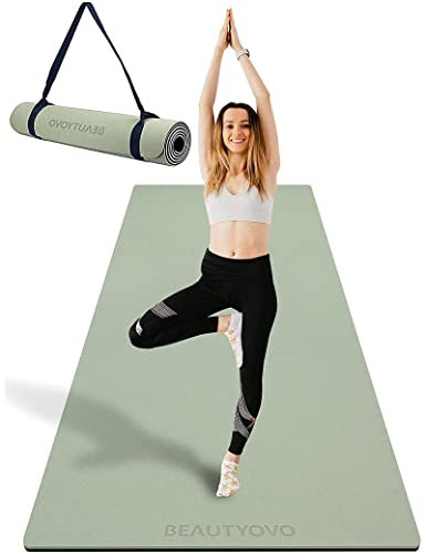 BEAUTYOVO Yoga Matte Breiter 81cm, Schwarz & Grau
