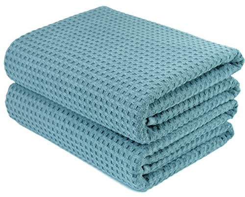 Polyte - Mikrofaser-Badetuch - fusselfrei & schnelltrocknend - Waffelstruktur - sehr groß - Grün - 152 x 76 cm - 2 Stück